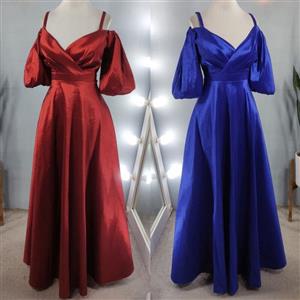 پیراهن ماکسی مجلسی جدید آستین پفی ساتن  مشکی رنگی سایز 36 تا 44 نامزدی تولد رزیتا