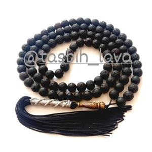 تسبیح لاوا مشکی 101 دانه 8 میلیمتر  یک تسبیح انرژی بخش و یک کادوی معنوی زیبا