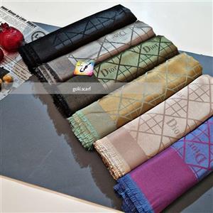 روسری نخ ابریشم ژاکارد لمه طرح دیور خطی  دورو قواره 140 ریشه سوزنی دورو ایستایی خوب 4فصل