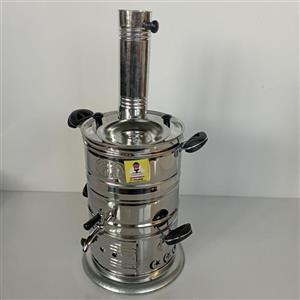 سماور زغالی استیل 20  لیتری  دسته عایق تنوره دار