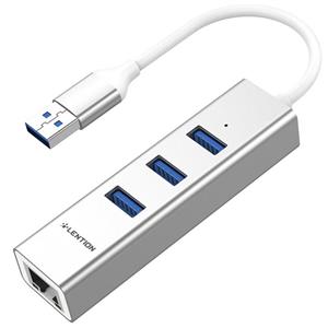 هاب USB3 با پورت لن گیگابیتی Lention