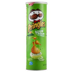 چیپس پرینگلز pringles مدل خامه و پیاز sour cream & onion وزن 165 گرم