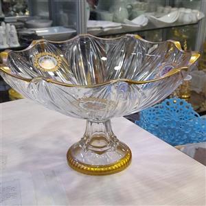 میوه خوری بزرگ بوگاتی لب طلایی گلدار  کریستال ایرانی شیک جدید 
