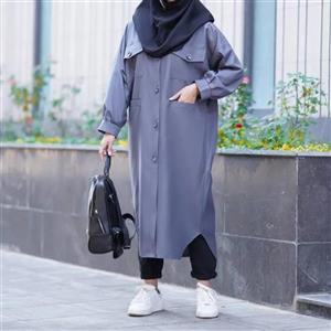 مانتو ویژه دانشجویان ،جنس پارچه لنین،  مناسب فصل بهار و تابستان ، قد مانتو 110، جیب ندارد