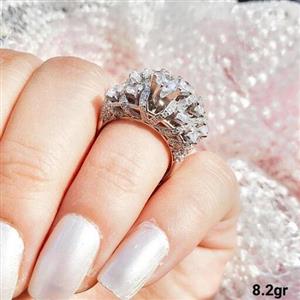 حلقه پشت حلقه جواهری نقره925 اصل روکش اب طلاضمانتی