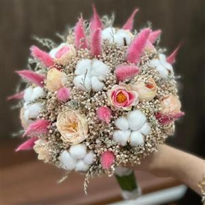 دسته گل مصنوعی عروس، دسته گل عقد/عروسی/فرمالیته.. دسته گل شیک  /دسته گل صورتی