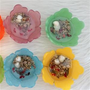 حوض ماهی رزینی هفت سین طرح گل با ماهی سه بعدی رزینی