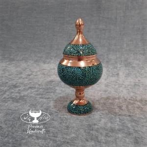 شکلات خوری مسی فیروزه کوبی شده ارتفاع 16 سانتیمتر برند پرنسا 