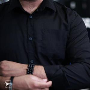 پیراهن مشکی ساده مردانه .تترون بروجرد اعلا .راسته. دوخت صنعتی اسپرت