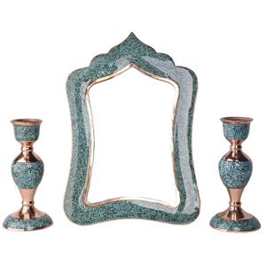 آینه مستطیل 30 سانتی فیروزه کوبی نیشابور مس و فیروزه کوبی 
