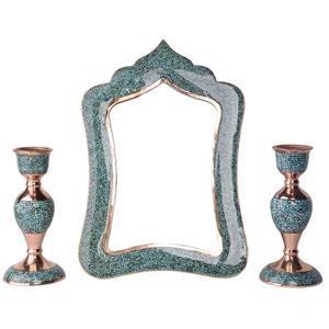 آینه مستطیل 30 سانتی فیروزه کوبی نیشابور مس و فیروزه کوبی 