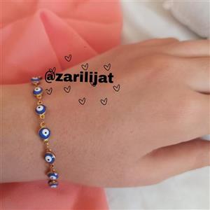 دستبند چشم زخم / چشم نظر رنگ آبی قابل تغییر سایز رنگ ثابت استیل گالری زریلیجات