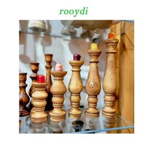 ست5تایی شمعدانی با سایزیهای مختلف چوب روسی رنگ روشن پوشش سیلرکیلر