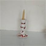 جاشمعی و شمعدان سرامیکی لعابی طرح سنتی قرمز