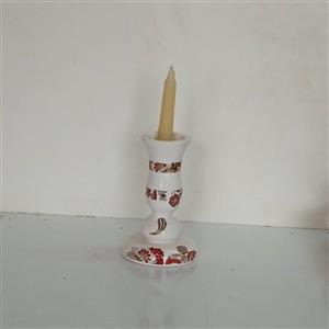 جاشمعی و شمعدان سرامیکی لعابی طرح سنتی قرمز 