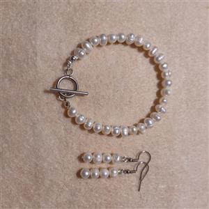 ست دستبند و گوشواره مروارید پرورشی