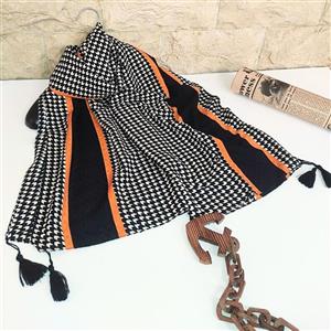 شال نخ پنبه اعلا منگوله دار دور دوخت قواره عالی ایستایی عالی  کیفیت درجه یک رنگ بندی شال و روسری ماه تی تی