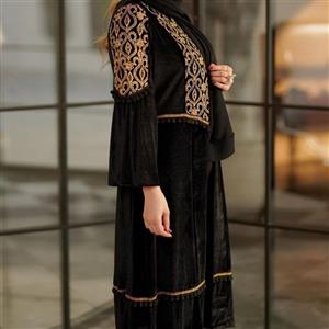 مانتو مدل لیاناز جنس پارچه مخمل درجه یک خرجکار سوزندوزی هندی سایز بندی 38تا48