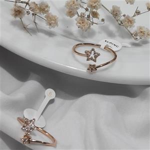 انگشتر ژوپینگ مدل ستاره استیلرنگ ثابت  با بهترین آبکاری