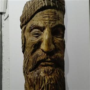 دکوری چهره چوبی پیرمرد رومیزی کاملا دستساز طرح روستیک 
