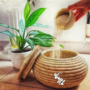 خمره برنج حصیری ظرفیت 10 کیلو برنج ابعاد 25در25.مانع از شته شدن برنج میشود