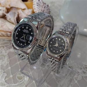 ساعت ست عقربه ای زنانه و مردانه رولکس rolex صفحه مشکی 