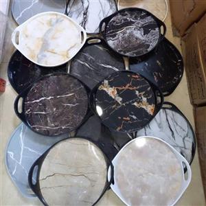 سینی های طرح سنگی و سرامیکی دسته دار بیضی گرد و مربع