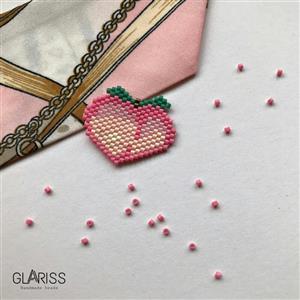 پیکسل یا سنجاق سینه هلو صورتی دستساز منجوق بافی میوکی گلاریس