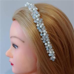 ریسه آبی آسمانی شنیون ریسه مو تاج آبی آسمانی عروس