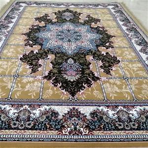 فرش ارزان کاشان 440 شانه 12 متری  زمینه بژ
