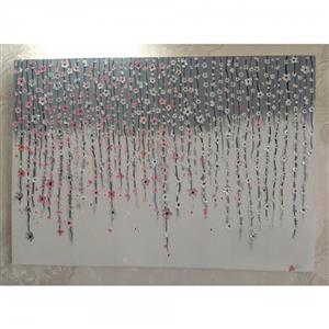  تابلو شکوفه برجسته صورتی ونقره ای