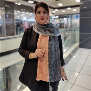 شال نخ پنبه بهاره منگوله دار رنگ گلبهی و طوسی 