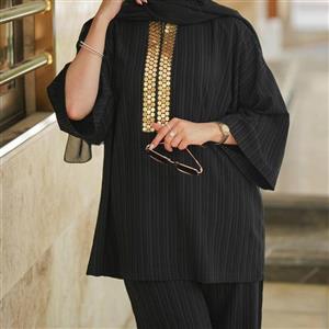 مانتو و شلوار بهار جنس پارچه کراش سایز بندی 38تا46
