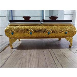 اردو خوری و رولت خوری  اردوخوری 2خانه پیوتر طلایی داخل سرامیک با 2قاشق چایخوری 