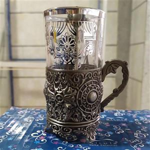 استکان پیوتر با قاشق چایخوری  اصل
