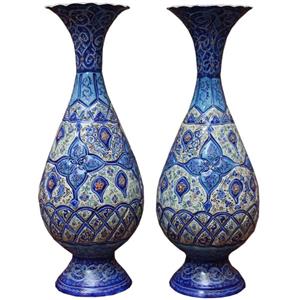 2عدد  گلدان میناکاری مسی سایز 25 سانتی متری 