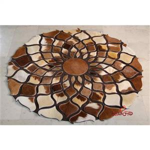 فرش گرد پوست و چرم کد 2322 سایز 80*80 سانتی