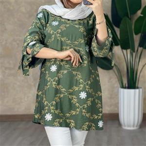 تونیک خامه دوزی.فری سایز از 38 تا 48.جنس کرپسو خامه دوزی