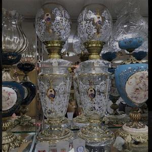 چراغ گردسوز شیشه ای طرخ قاجار