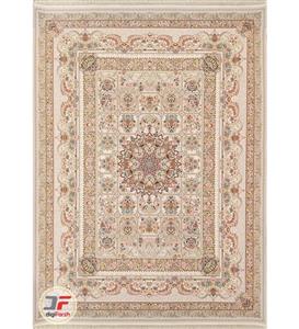 فرش ماشینی کاشان 1200 شانه گل برجسته طرح گلزار صدفی