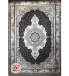 فرش قیطران کاشان طرح ساغر زغالی 1200 شانه گل برجسته کد 461252 