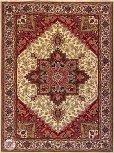 فرش ماشینی طرح سنتی و دستباف زمینه کرم کد 8009 