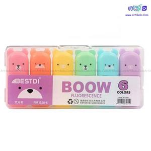 ماژیک هایلایتر فانتزی 6 رنگ طرح خرسی Boow