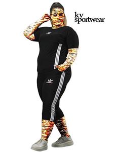 ست تیشرت شلوارک ورزشی سایز بزرگ زنانه سه خط adidas