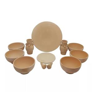 ست 12 تکه هفت سین سفالی خام مدل گرد کد H1002