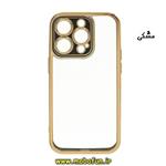 قاب گوشی iPhone 14 Pro Max آیفون طرح الکتروپلیتینگ شیشه ای طلقی شفاف اورجینال یونیک کیس Unique Case محافظ لنز دار مشکی کد 110