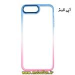 قاب گوشی iPhone 7 Plus - iPhone 8 Plus آیفون اورجینال متال کیس Metal طرح پشت طلق شفاف دور سیلیکونی دو رنگ آبی قرمز کد 354