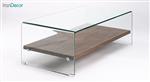 میز جلو مبلی شیشه ای اطلس مدل کیمیا با طبقه چوبی
