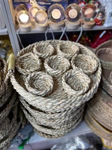 هفت سین حصیری گلدار  آینه شمعدون