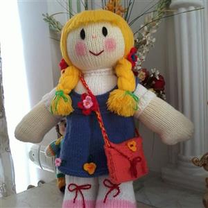 عروسک بافتنی (دست بافت با دومیل )دختر